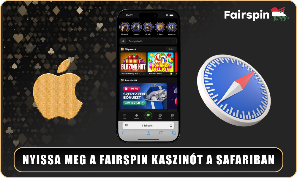 Az iOS alkalmazás telepítéséhez nyissa meg a Fairspin kaszinó weboldalát a Safariban