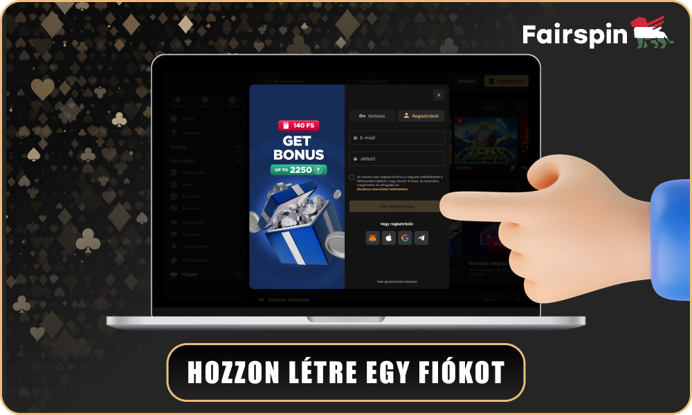 Regisztráljon a Fairspin-nél, hogy TFS tokeneket szerezzen
